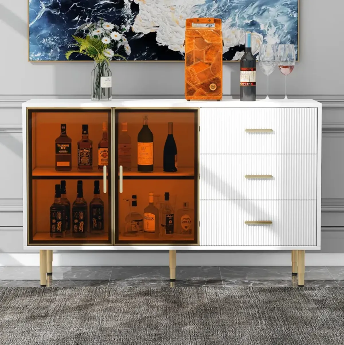 Merax Modern Sideboard MDF Buffet Storage Cabinet