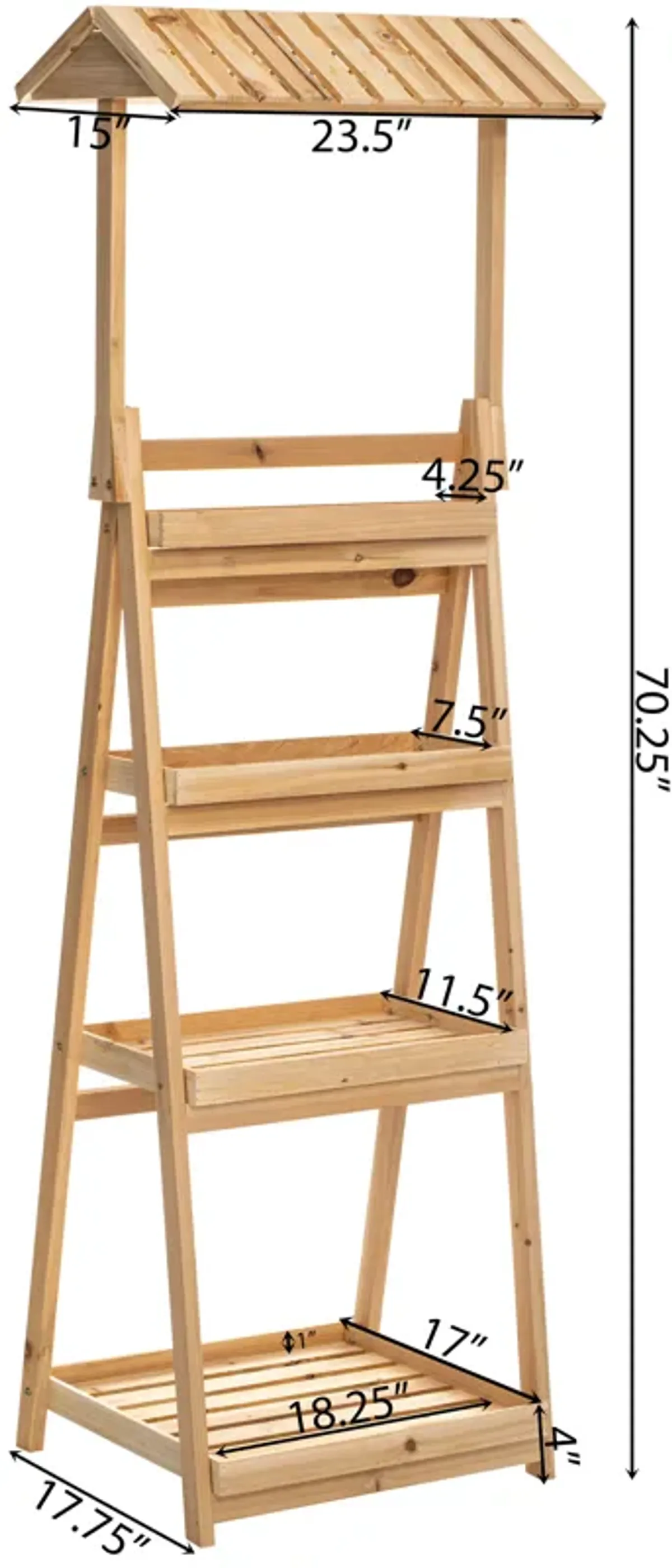 Multi-Functional Wooden Shelf Plant Stand, Storage Rack and Bookcase for Indoor and Covered Outdoor Spaces - Enhances Patios, Porches, Living Rooms, Balconies, Corners, Gardens, and Home Offices