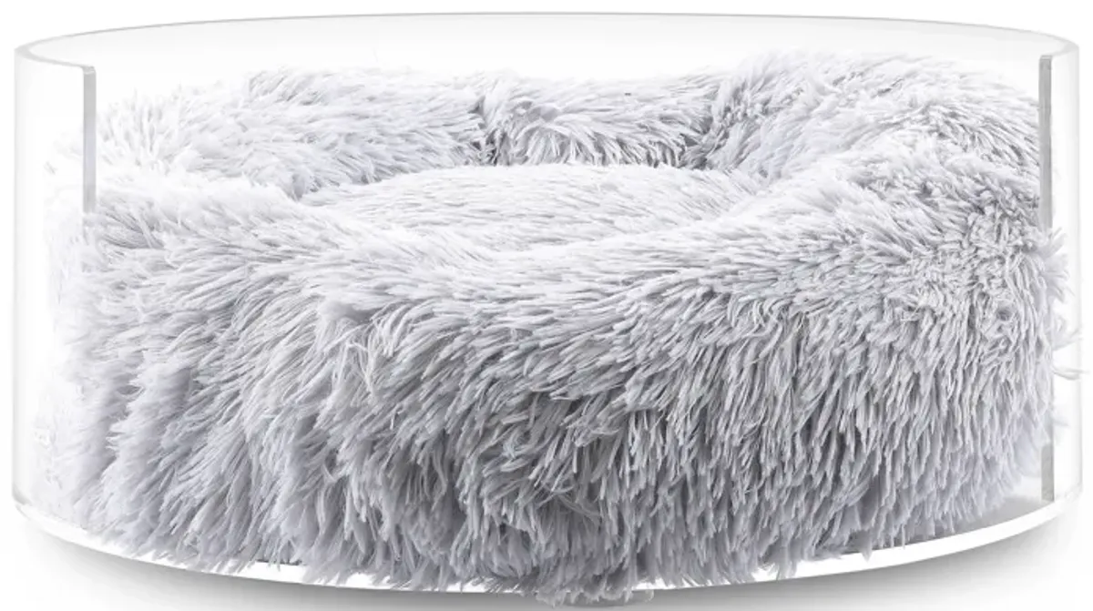 Bette Small/Medium Modern Lucite Calming Fluffy Donut Pet Bed with Washable Cover