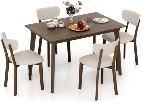 Hivvago 5-Piece Dining Table Set for 4 with Rubber Wood Frame and Padded Set