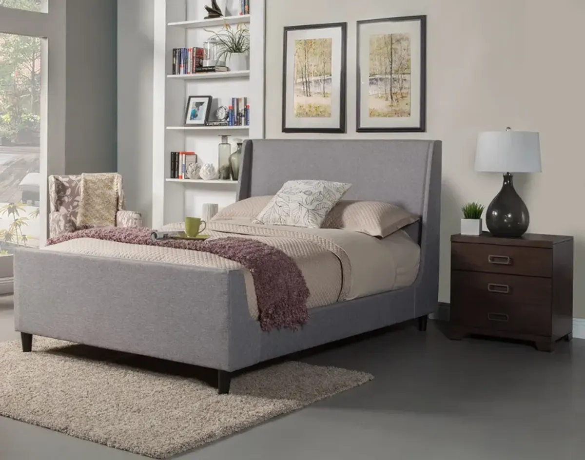 Amber California King Upholstered Bed, Grey Linen