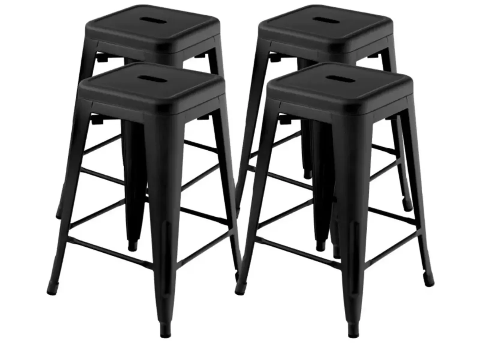 Hivvago 24 Inch Set of 4 Tolix Style Counter Height Barstool Stackable Chair