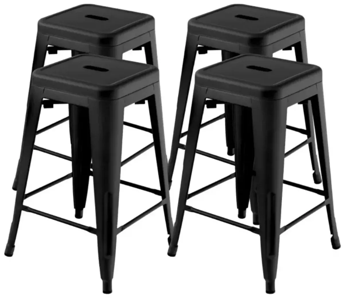 Hivvago 24 Inch Set of 4 Tolix Style Counter Height Barstool Stackable Chair