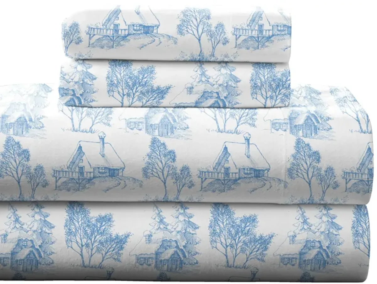 Pointehaven 180 GSM 100% Cotton Northwoods Printed Flannel Deep Pocket 4 pc Sheet Set, California King