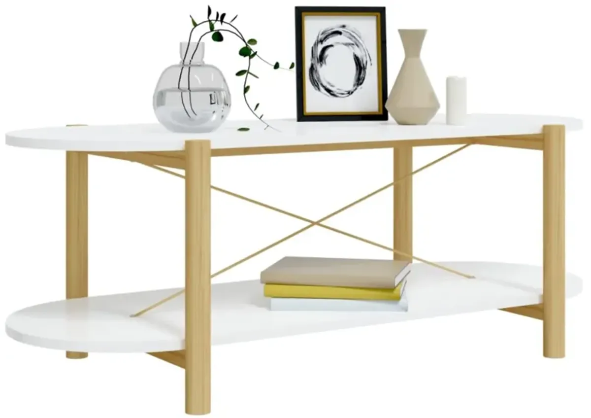 vidaXL Scandinavian Style Coffee Table in White - Sturdy Engineered Wood Construction with Smooth Finish & Ample Storage - Assembly Required