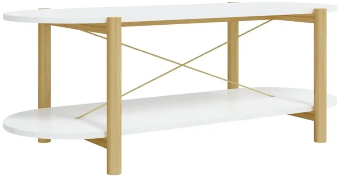 vidaXL Scandinavian Style Coffee Table in White - Sturdy Engineered Wood Construction with Smooth Finish & Ample Storage - Assembly Required