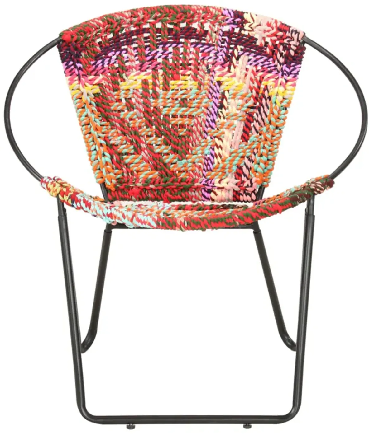 vidaXL Circle Chair Multicolors Chindi Fabric