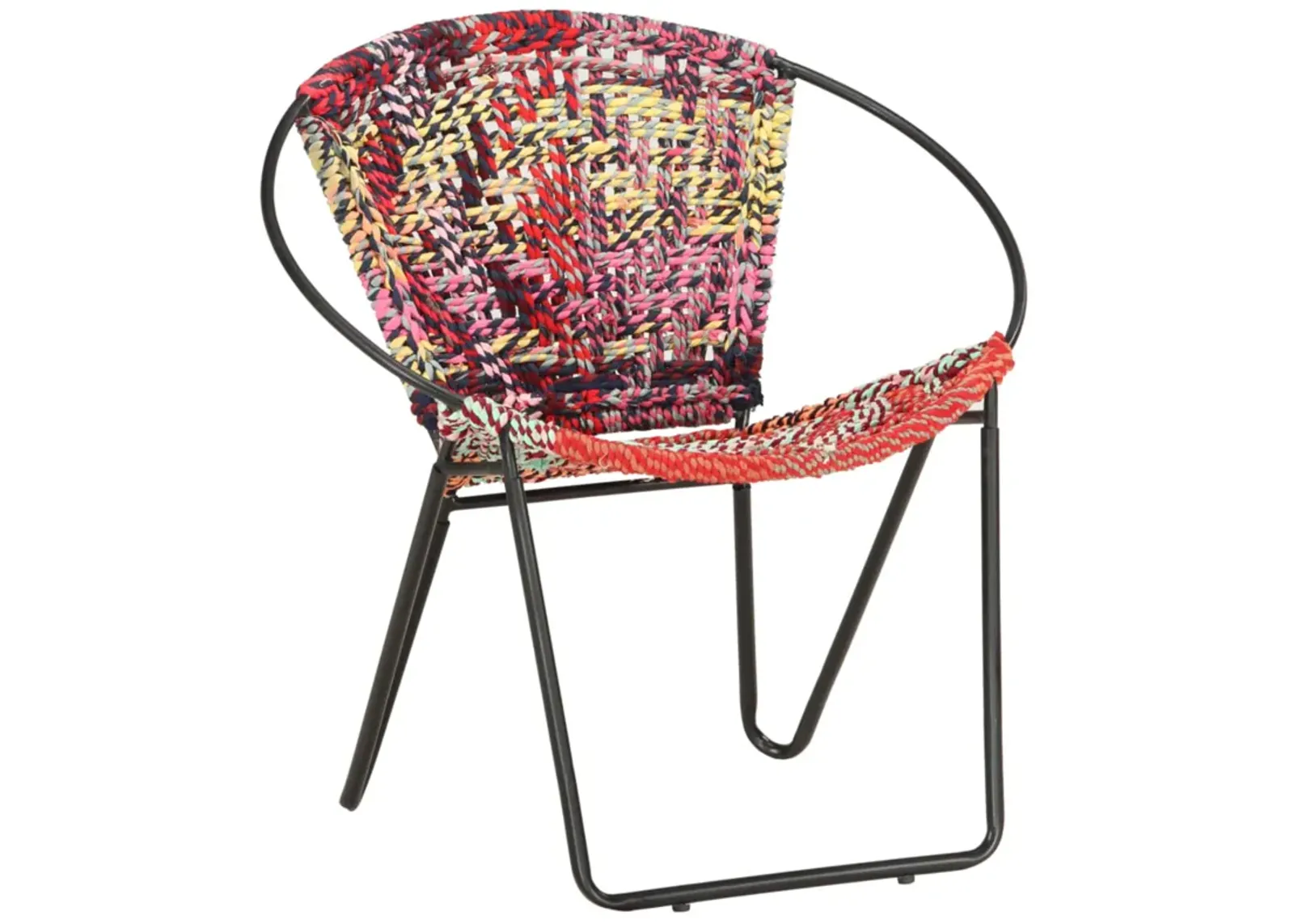 vidaXL Circle Chair Multicolors Chindi Fabric