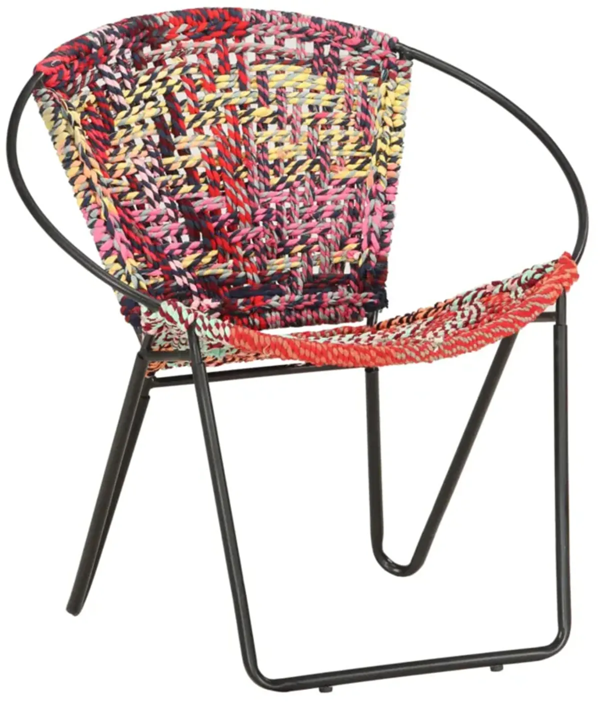 vidaXL Circle Chair Multicolors Chindi Fabric