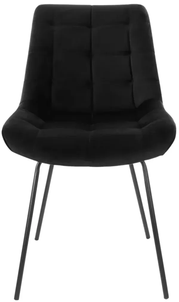 Elama 2 Piece Tufted Chair in Black with Metal Legs