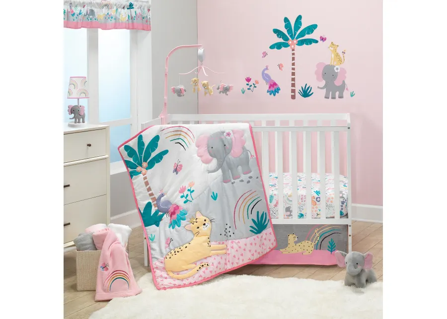 Bedtime Originals Rainbow Jungle 5-Piece Nursery Baby Crib Bedding Set