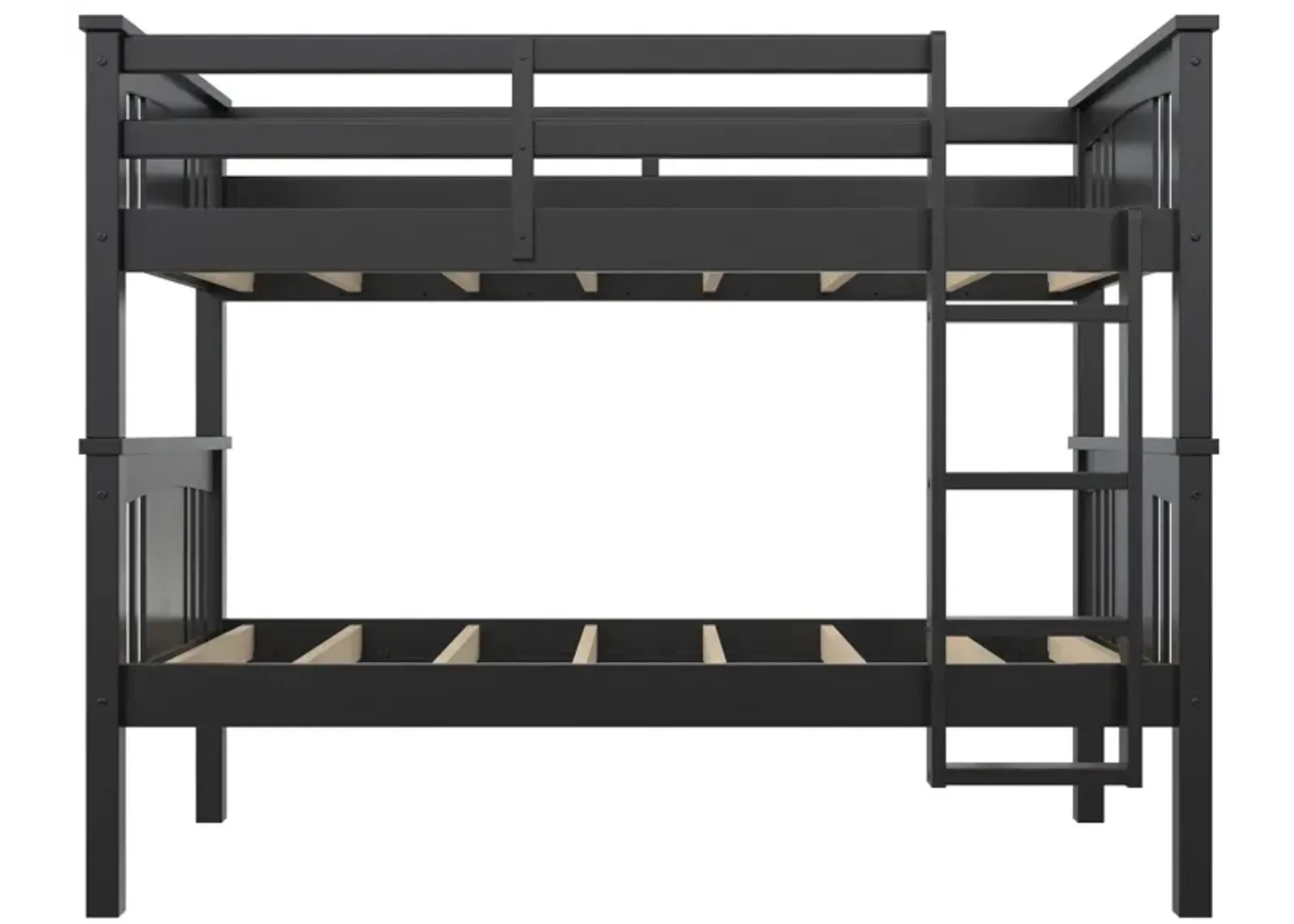 DHP Oakview Twin Over Twin Wooden Bunk Bed with Ladder and Safety Railings