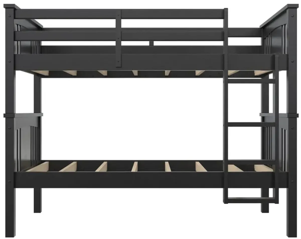 DHP Oakview Twin Over Twin Wooden Bunk Bed with Ladder and Safety Railings