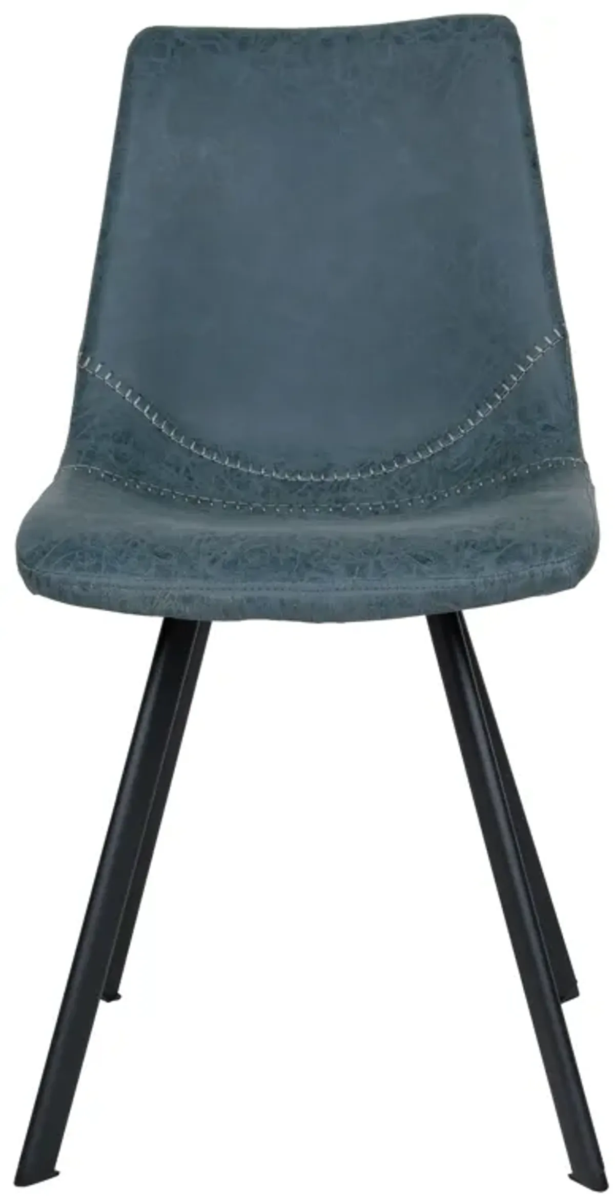 LeisureMod Markley Leather Dining Chair With Metal Legs in Olive Green