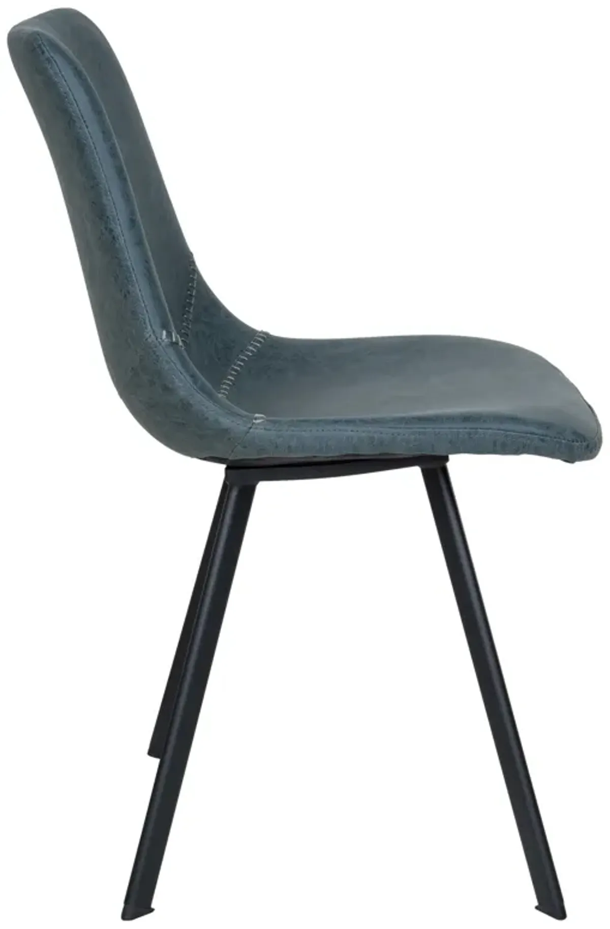 LeisureMod Markley Leather Dining Chair With Metal Legs in Olive Green