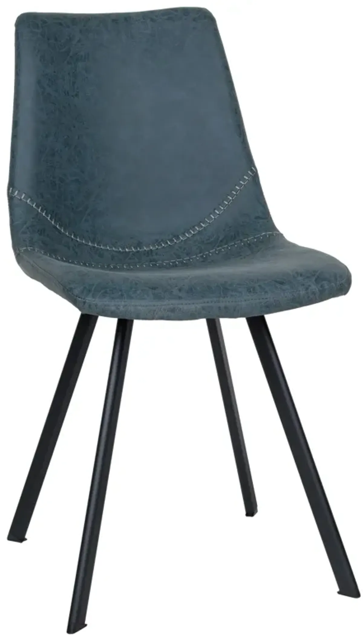 LeisureMod Markley Leather Dining Chair With Metal Legs in Olive Green