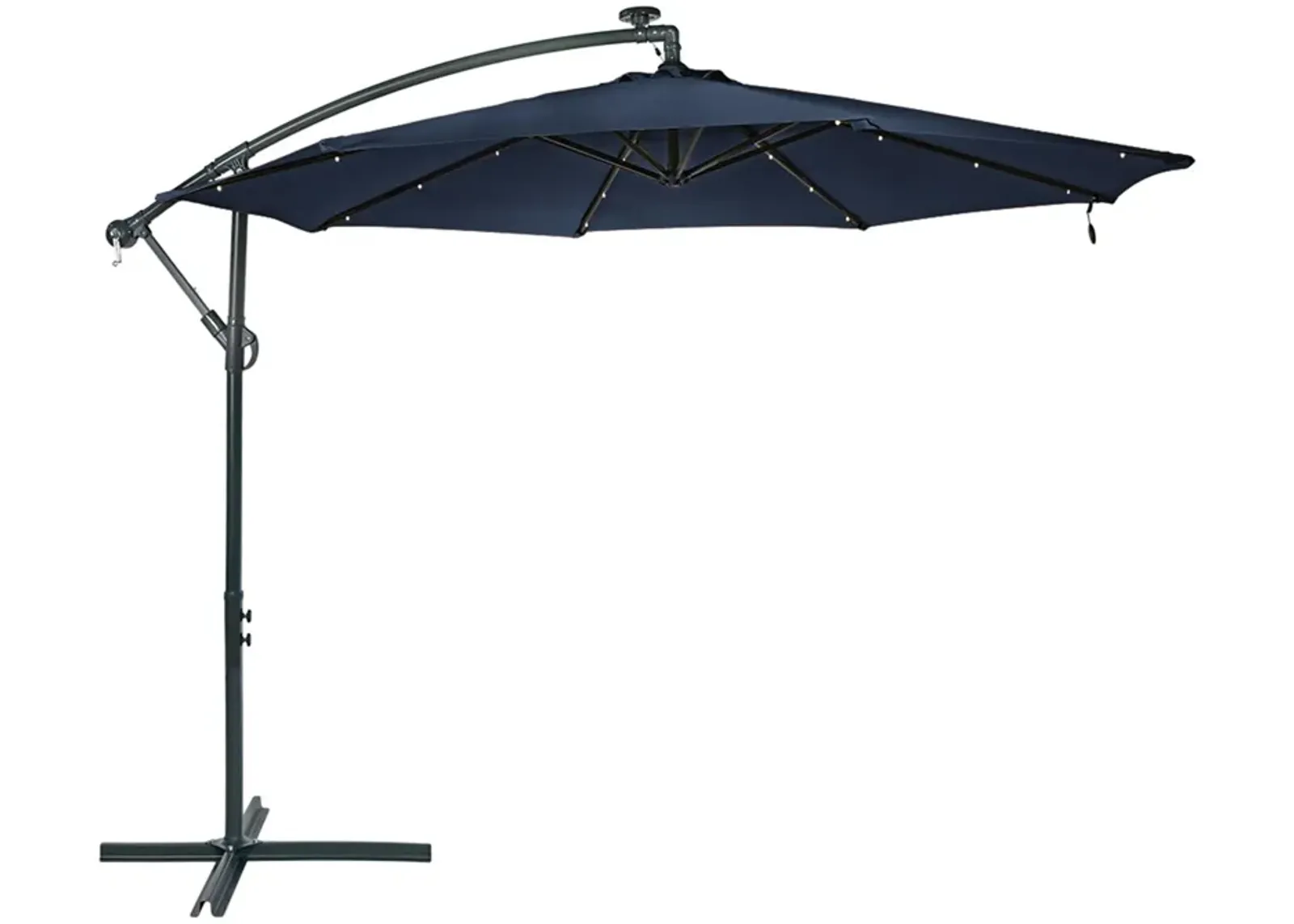 Sunnydaze 10 ft Solar Offset Steel Patio Umbrella with Crank