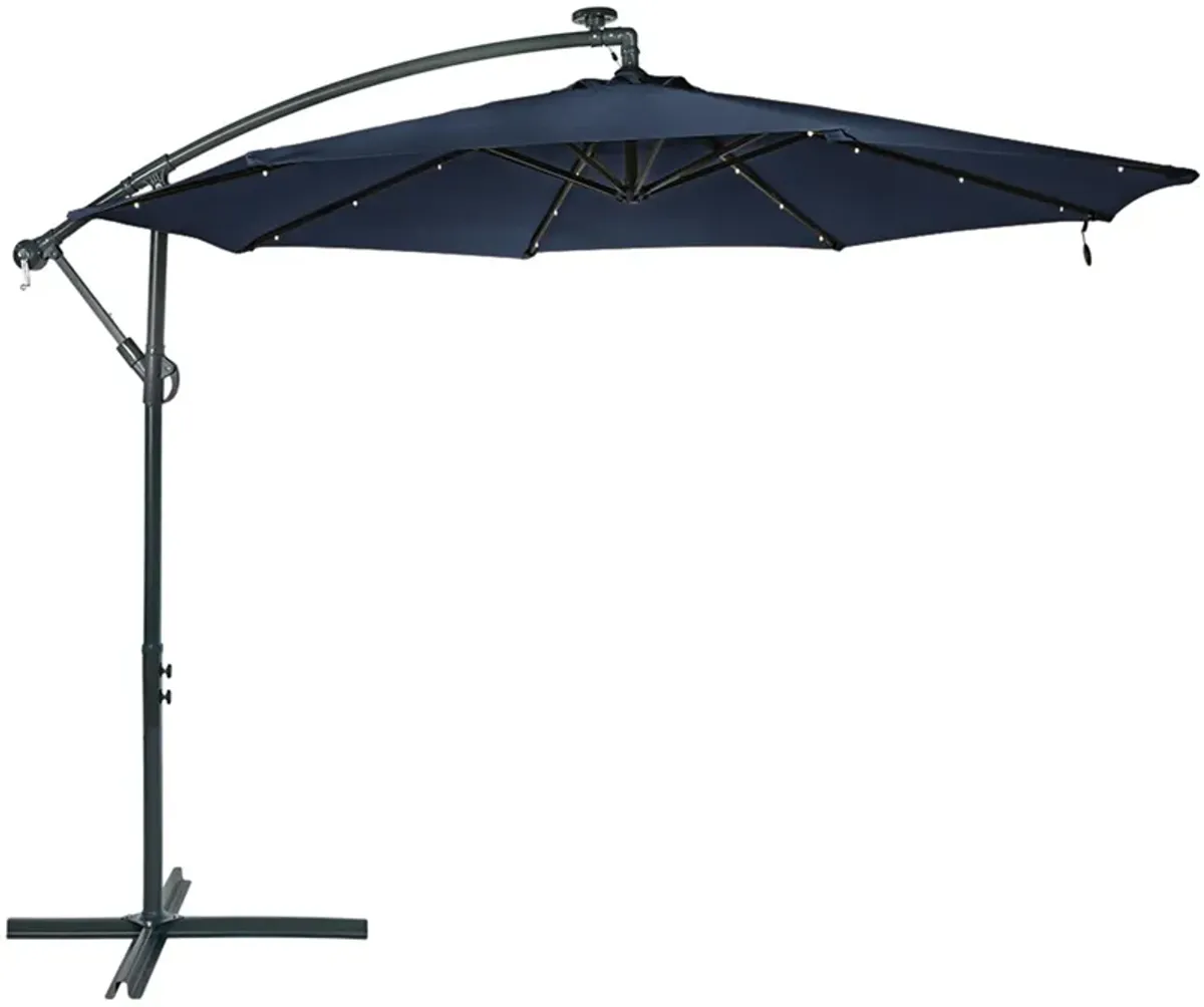 Sunnydaze 10 ft Solar Offset Steel Patio Umbrella with Crank