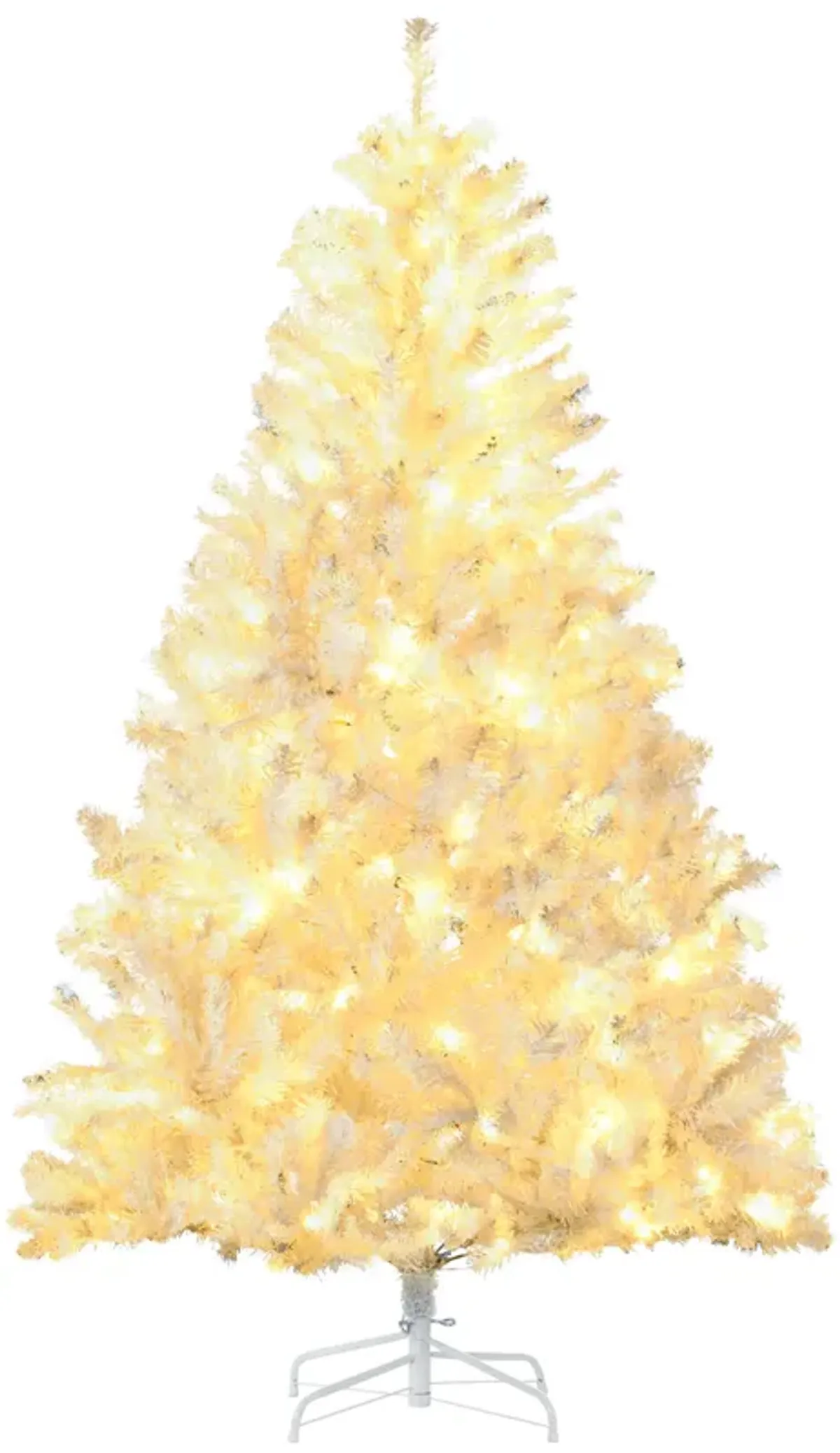 HOMCOM 6 Ft Artificial Christmas Tree with Warm White LED Lights, White