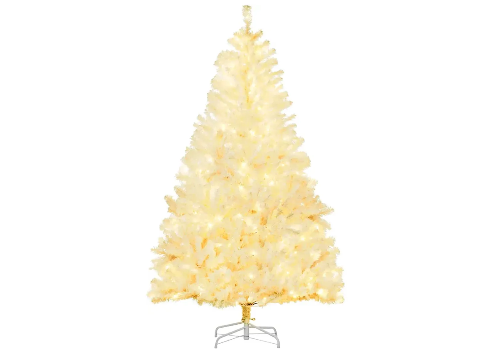 HOMCOM 6 Ft Artificial Christmas Tree with Warm White LED Lights, White