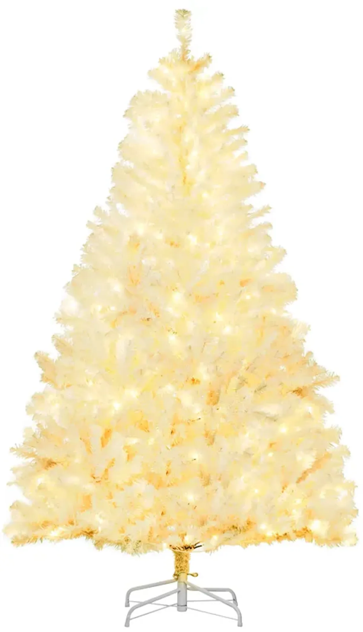 HOMCOM 6 Ft Artificial Christmas Tree with Warm White LED Lights, White