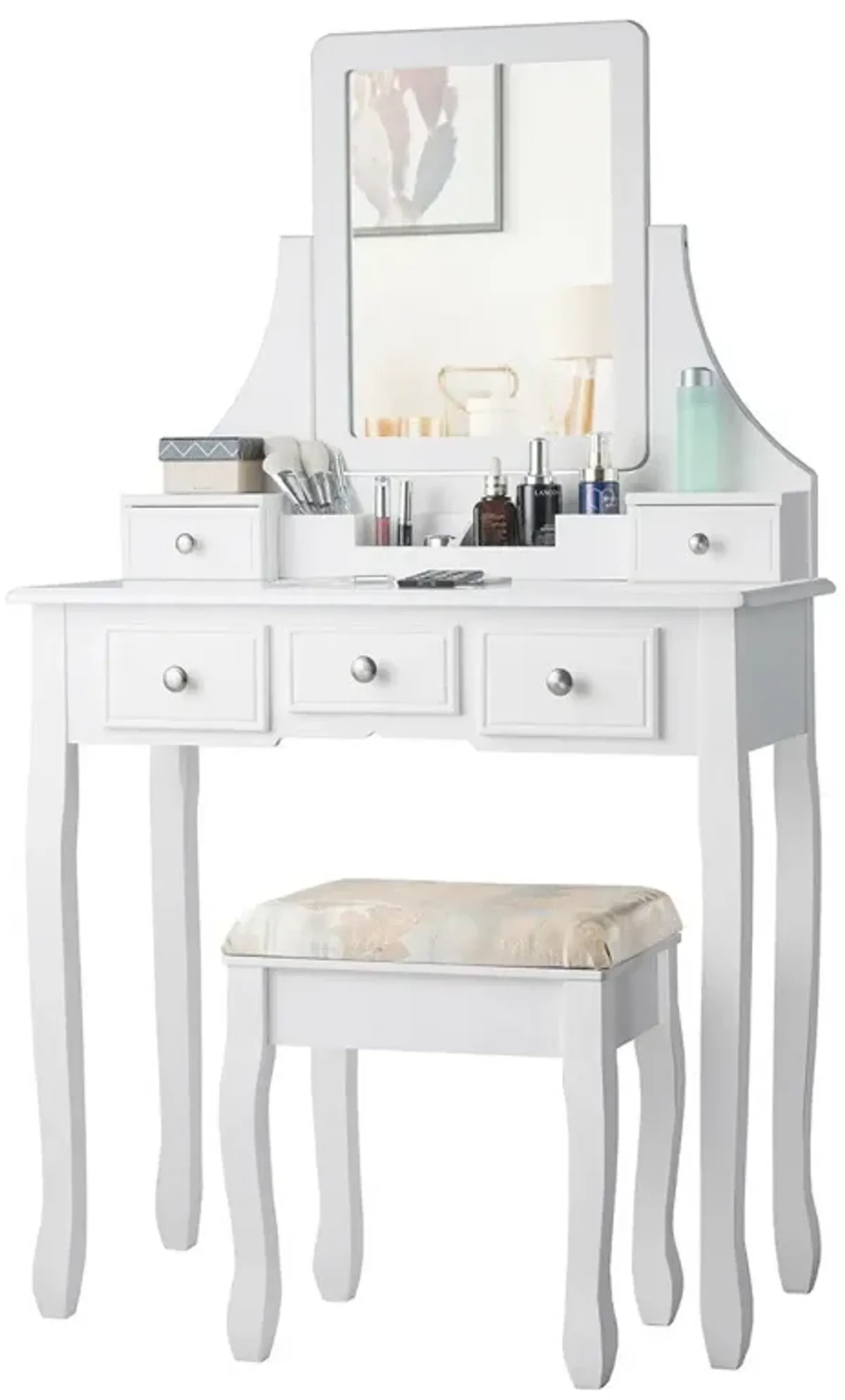 5 Drawers Removable Box Makeup Dressing Vanity Set