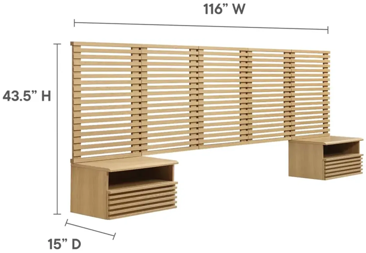 Modway - Render Wall Mount Queen Headboard and Modern Nightstands