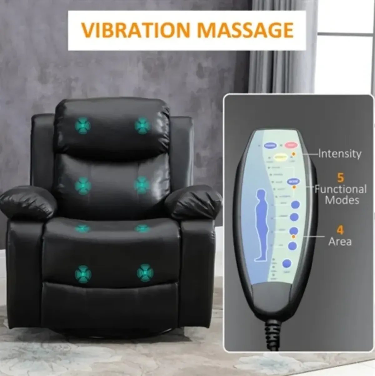 Adjustable Faux Leather Remote Massage Recliner Chair with Footrest – Comfortable & Relaxing