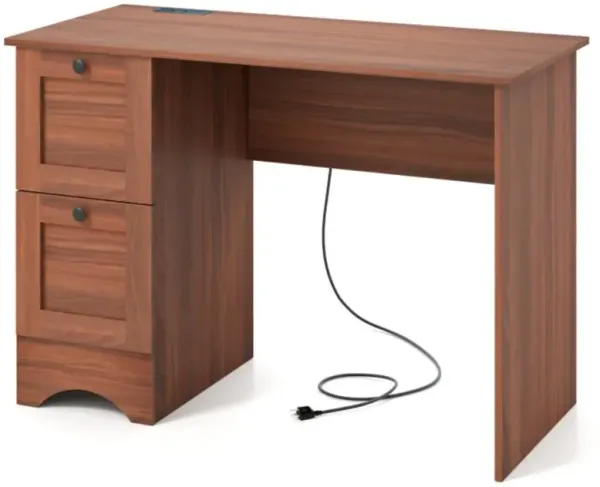 Hivvago Wooden Computer Desk Workstation with 2 Drawers for Home and Office