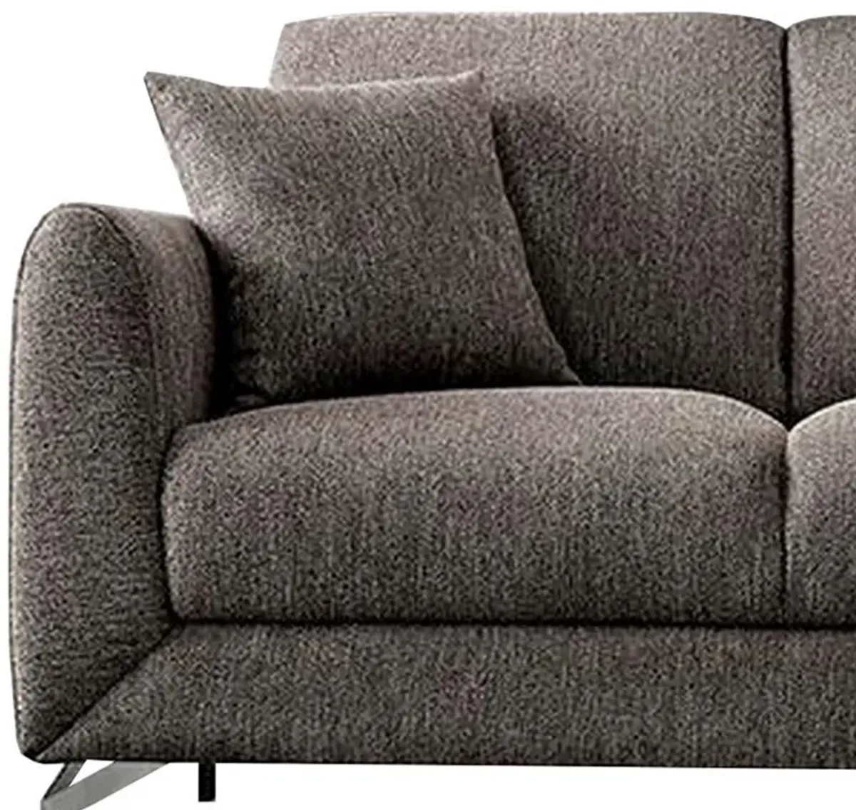 54 Inches Loveseat with Fabric Padded Seat and Metal Legs, Gray-Benzara