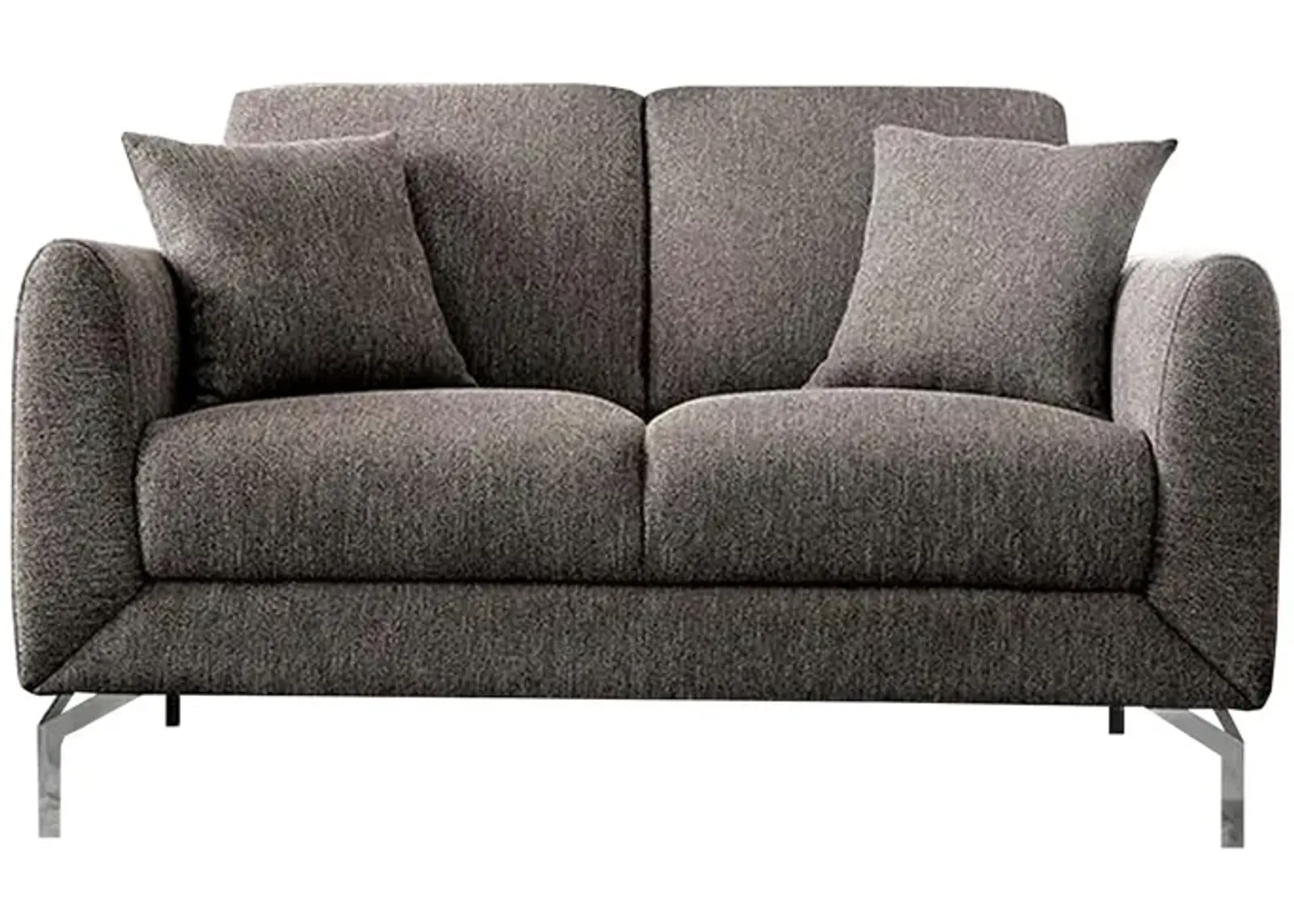 54 Inches Loveseat with Fabric Padded Seat and Metal Legs, Gray-Benzara