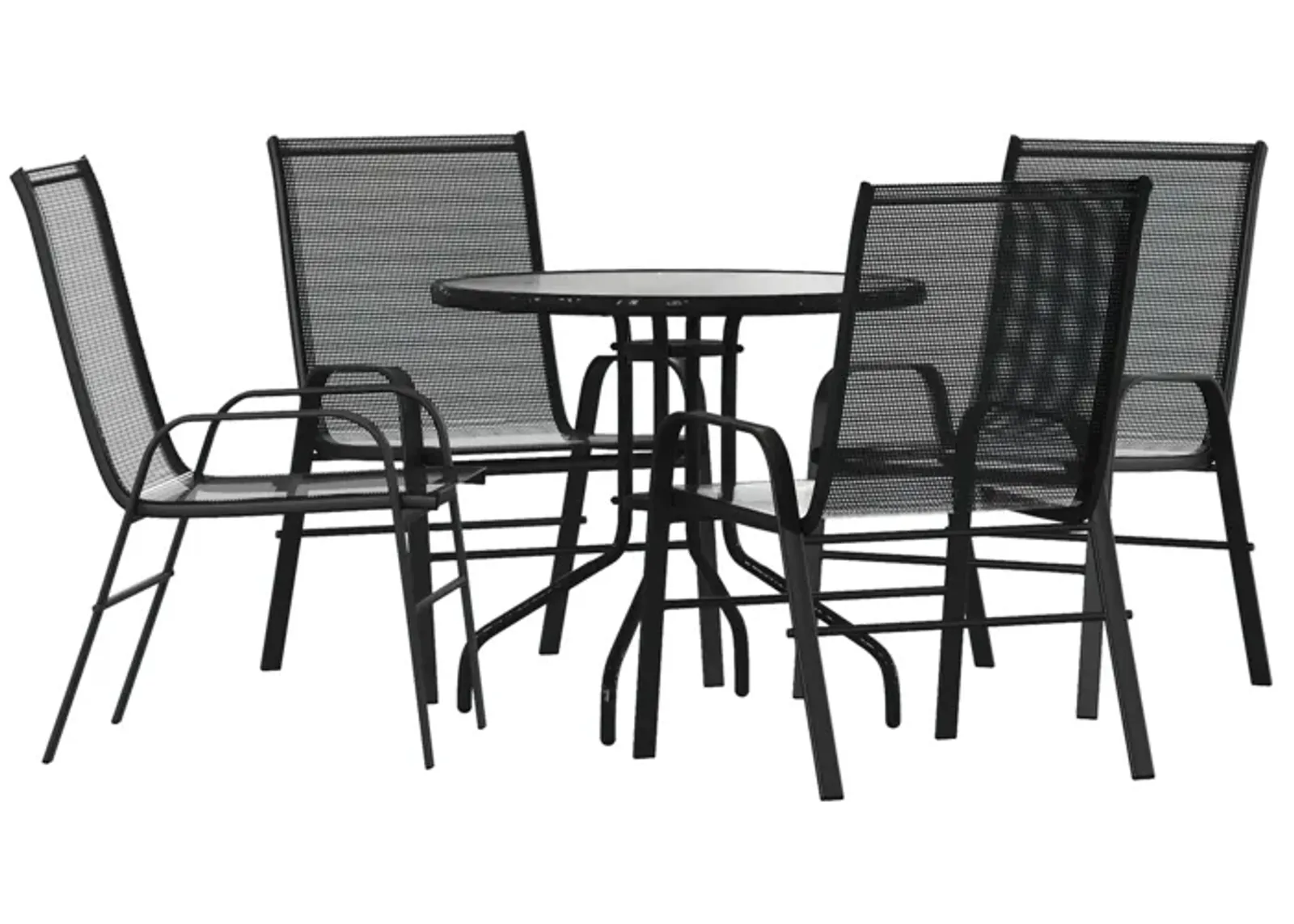 31.5" Round Black Patio Set