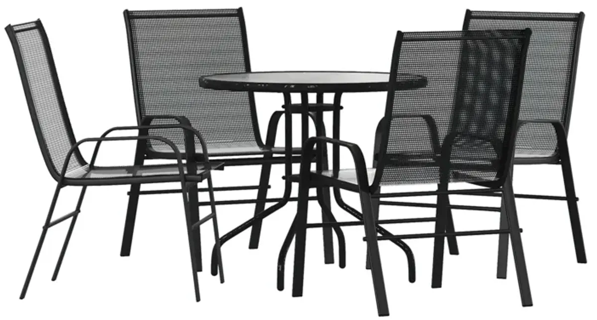 31.5" Round Black Patio Set