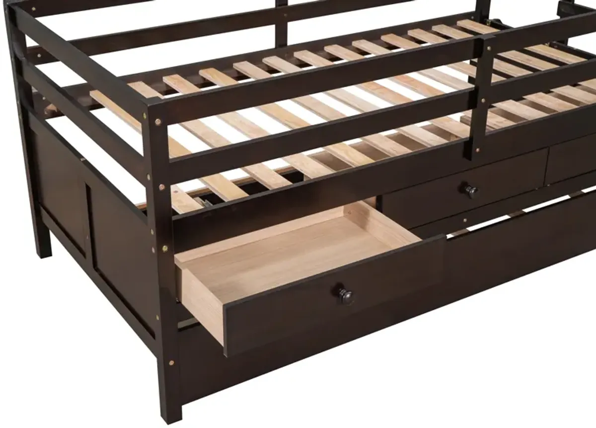 Merax Low Loft Bed with Full Safety Fence