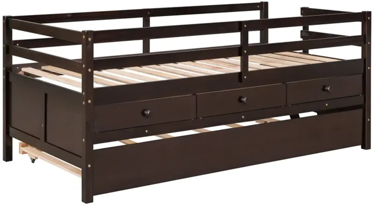 Merax Low Loft Bed with Full Safety Fence