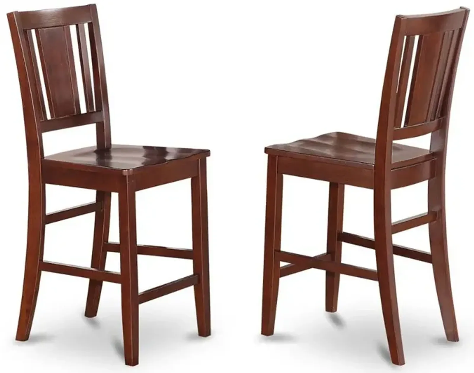 Buckland Counter Height Dining room Chair with Wood Seat in Mahogany Finish, Set of 2