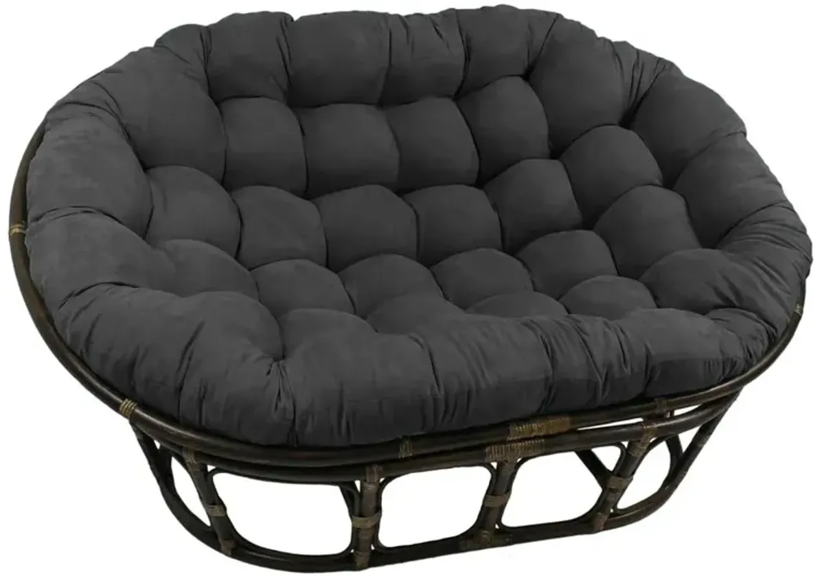 Blazing Needles 65-inch by 48-inch Solid Microsuede Double Papasan Cushion 93304-MS-GY