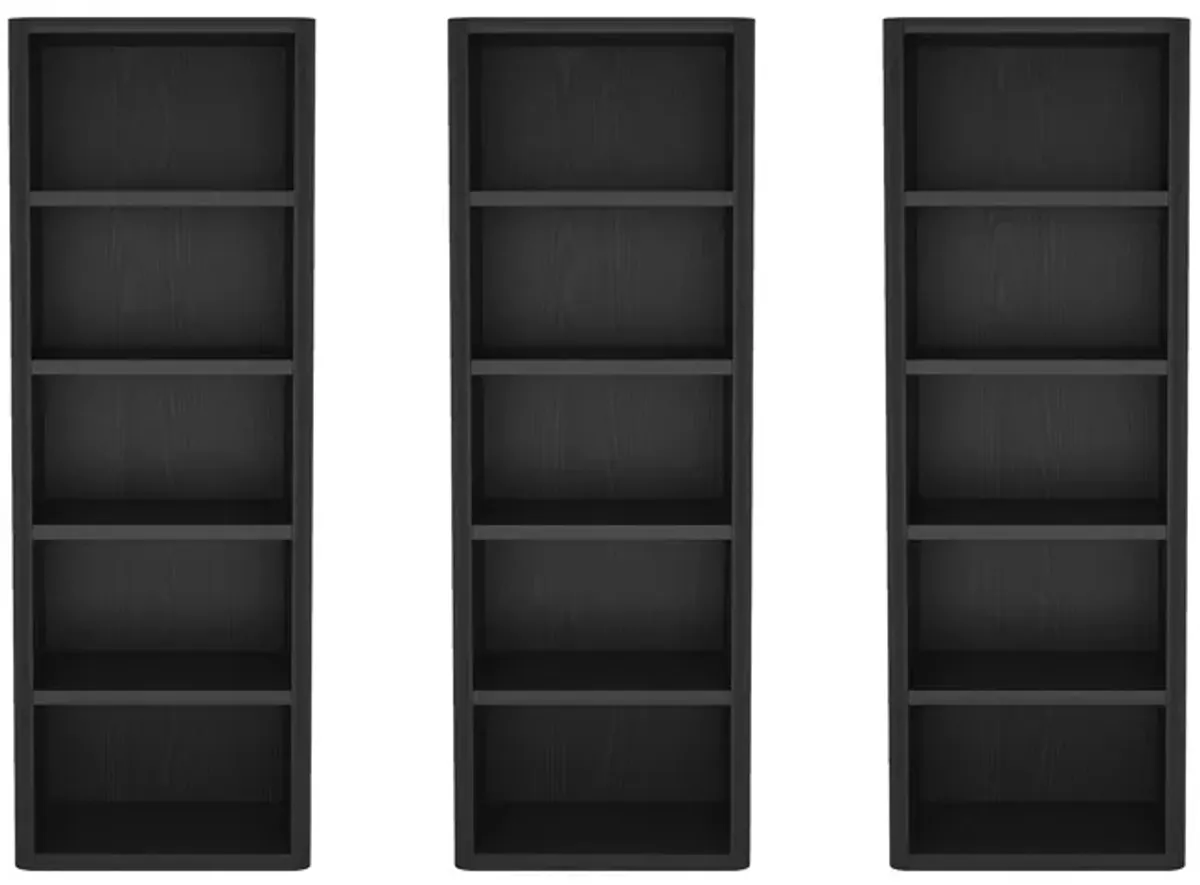 Rivington Black Open Bookcase (Set of 3)
