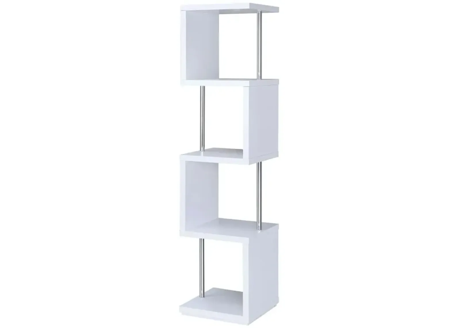 Baxter 4-shelf Bookcase White and Chrome