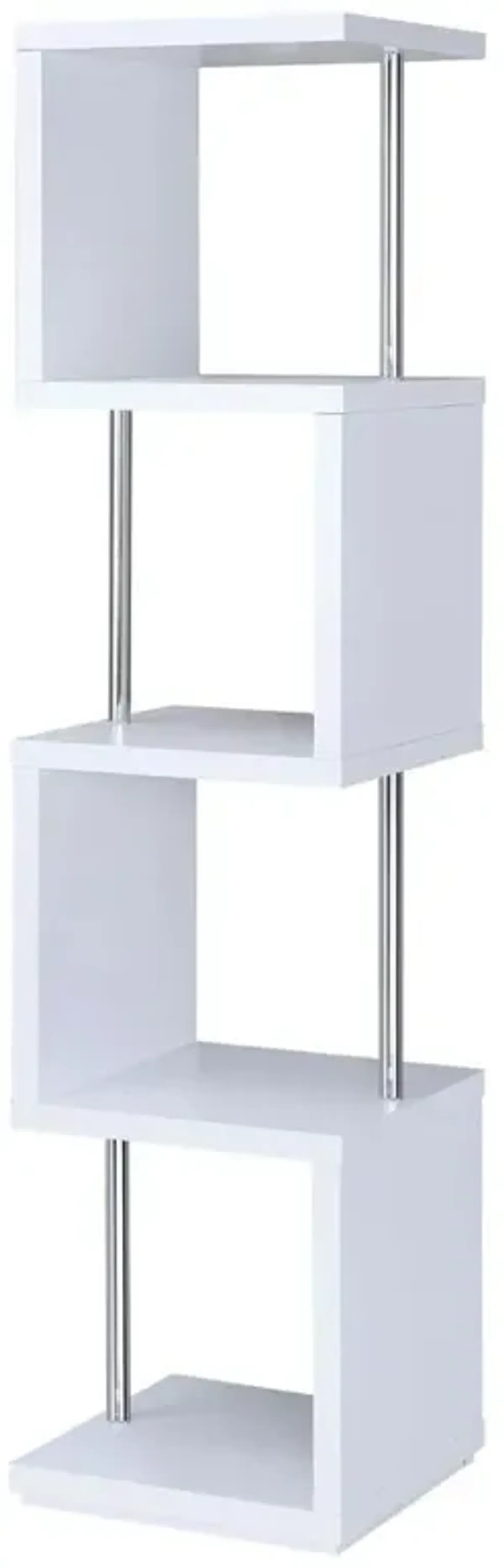 Baxter 4-shelf Bookcase White and Chrome