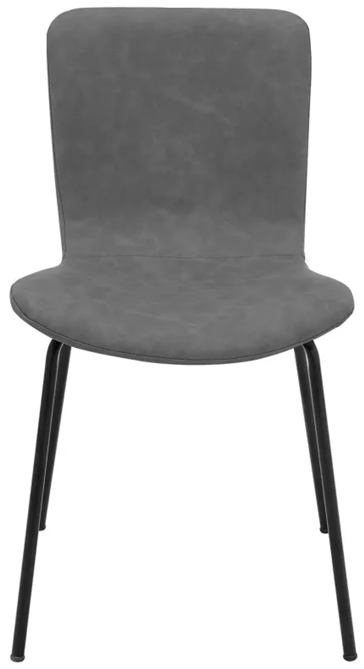 Metal and Leatherette Dining Chair, Set of 2, Gray and Black - Benzara