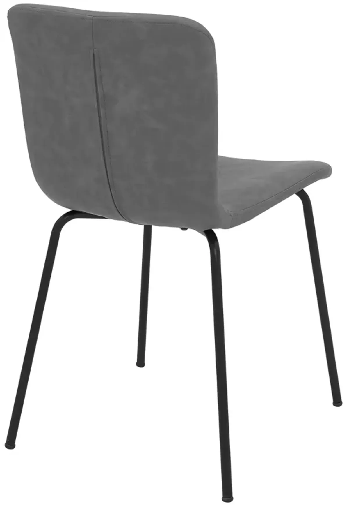 Metal and Leatherette Dining Chair, Set of 2, Gray and Black - Benzara