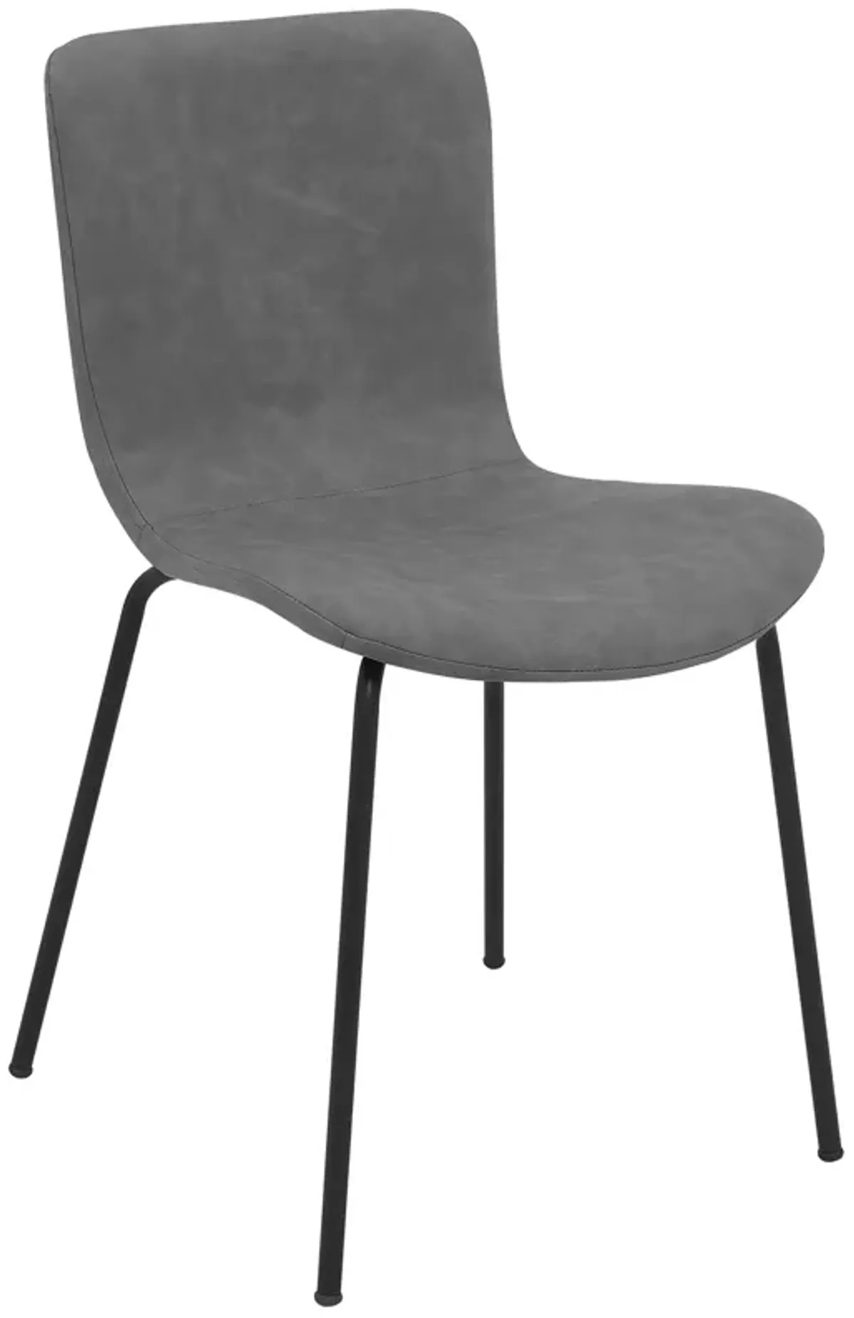 Metal and Leatherette Dining Chair, Set of 2, Gray and Black - Benzara