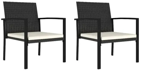 Dining Chair Set of 2 Black and Cream