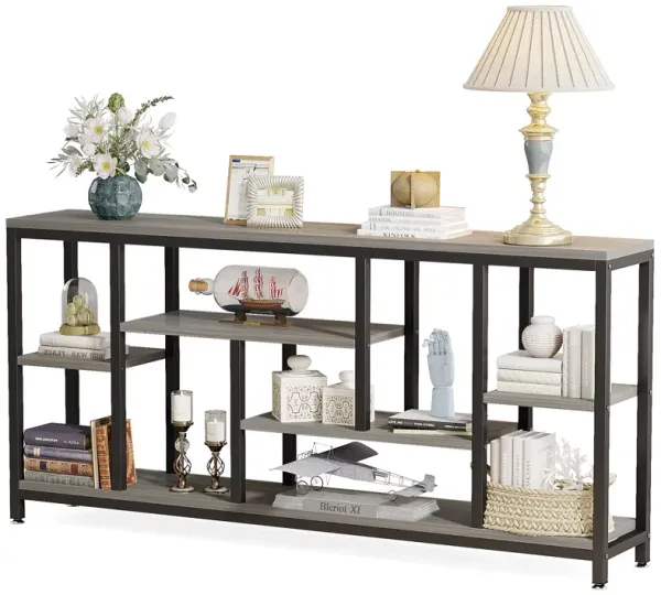 Tribesigns Console Sofa Table, 70.9 inch Extra Long Console Table Behind Couch with Storage Shelves, 3-Tier Modern Narrow Entryway Hallway Accent Table for Living Room, Grey
