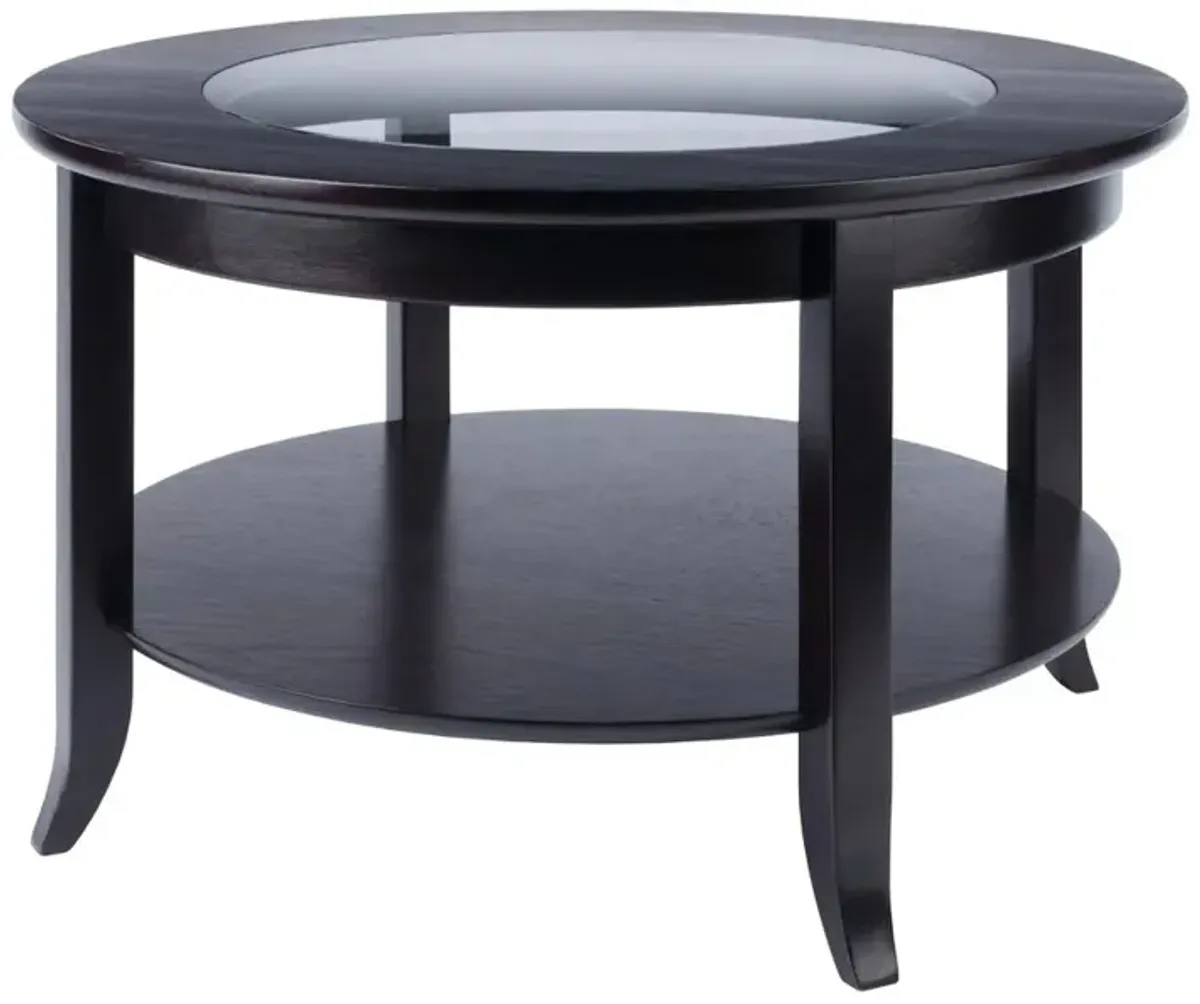 Genoa Coffee Table, Glass inset and shelf