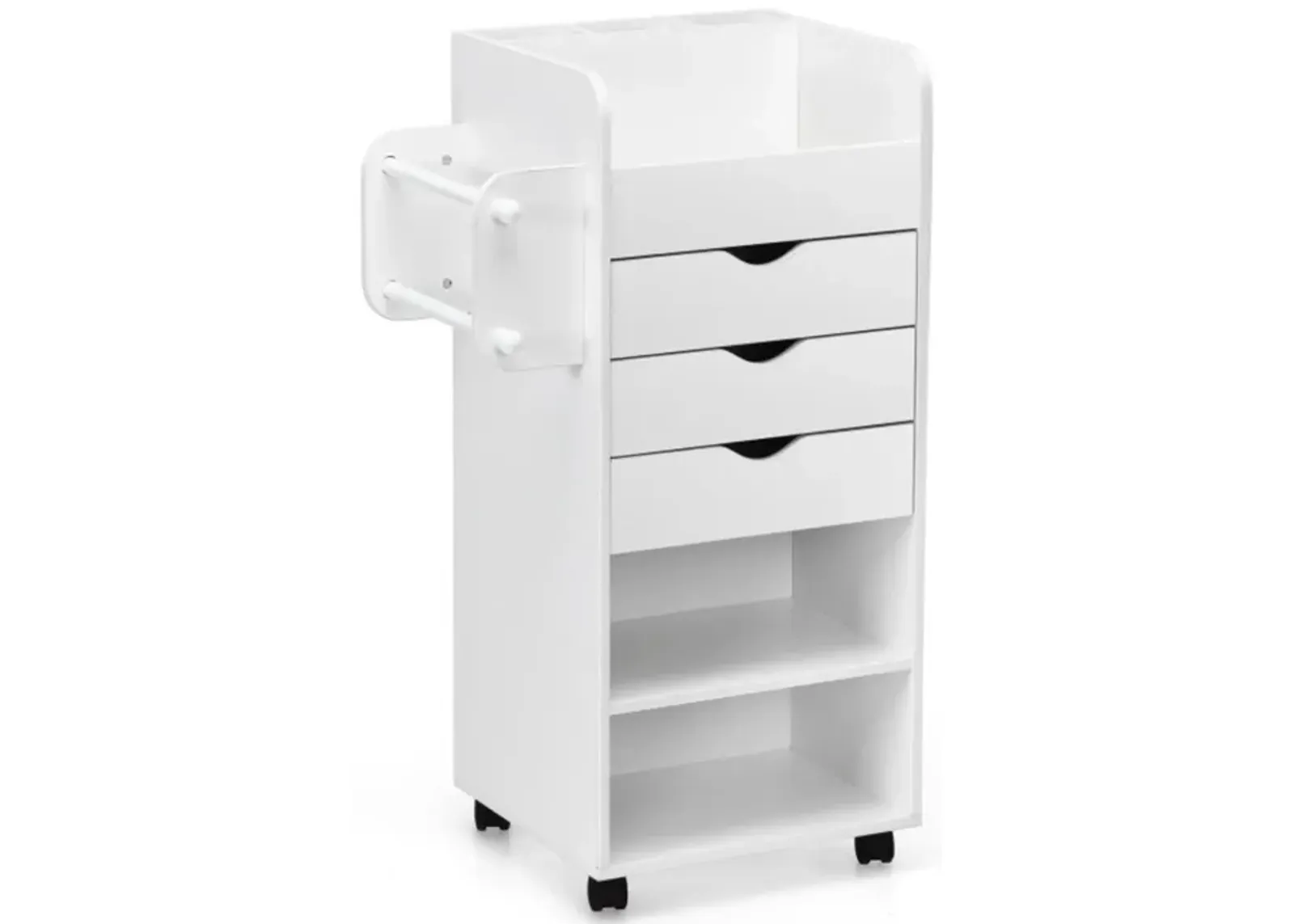 Hivvago Wooden Utility Rolling Craft Storage Cart with Lockable Casters-White