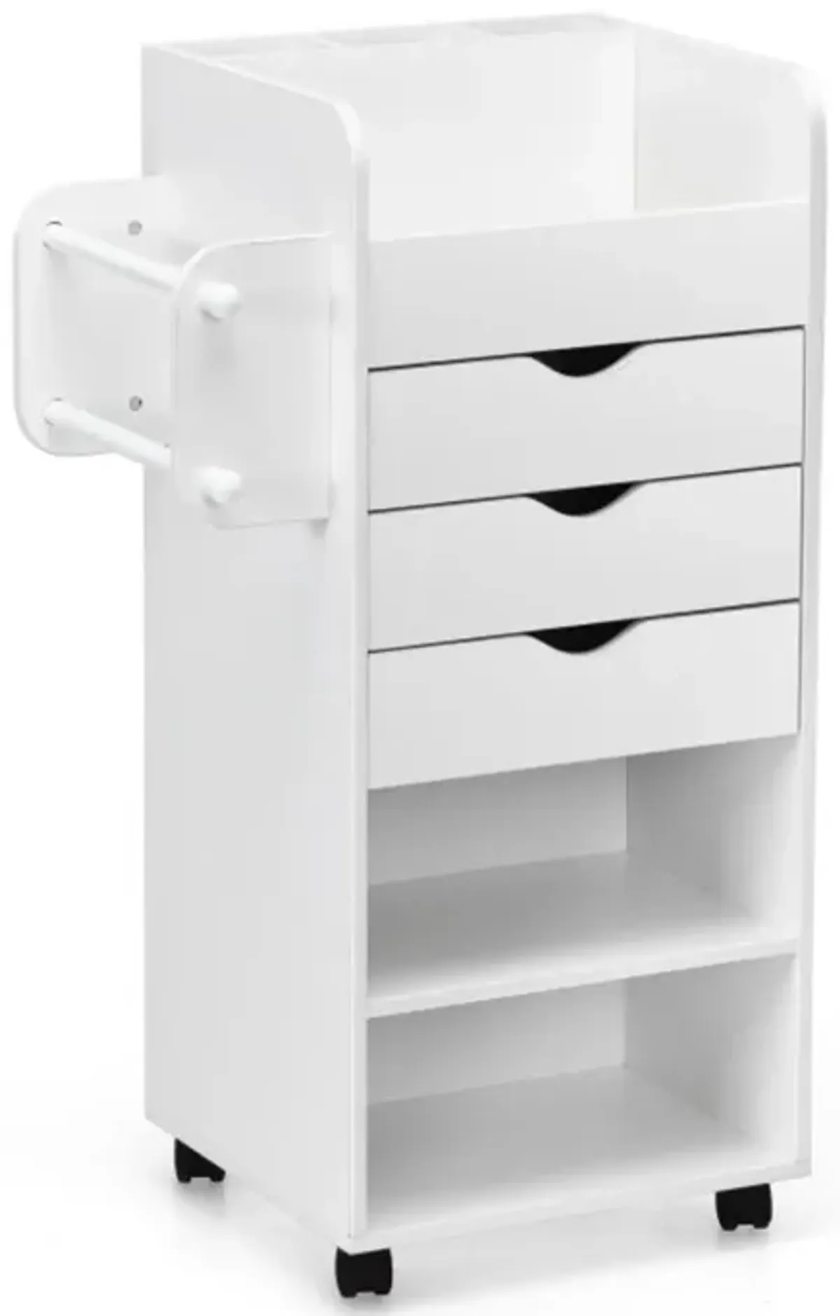 Hivvago Wooden Utility Rolling Craft Storage Cart with Lockable Casters-White