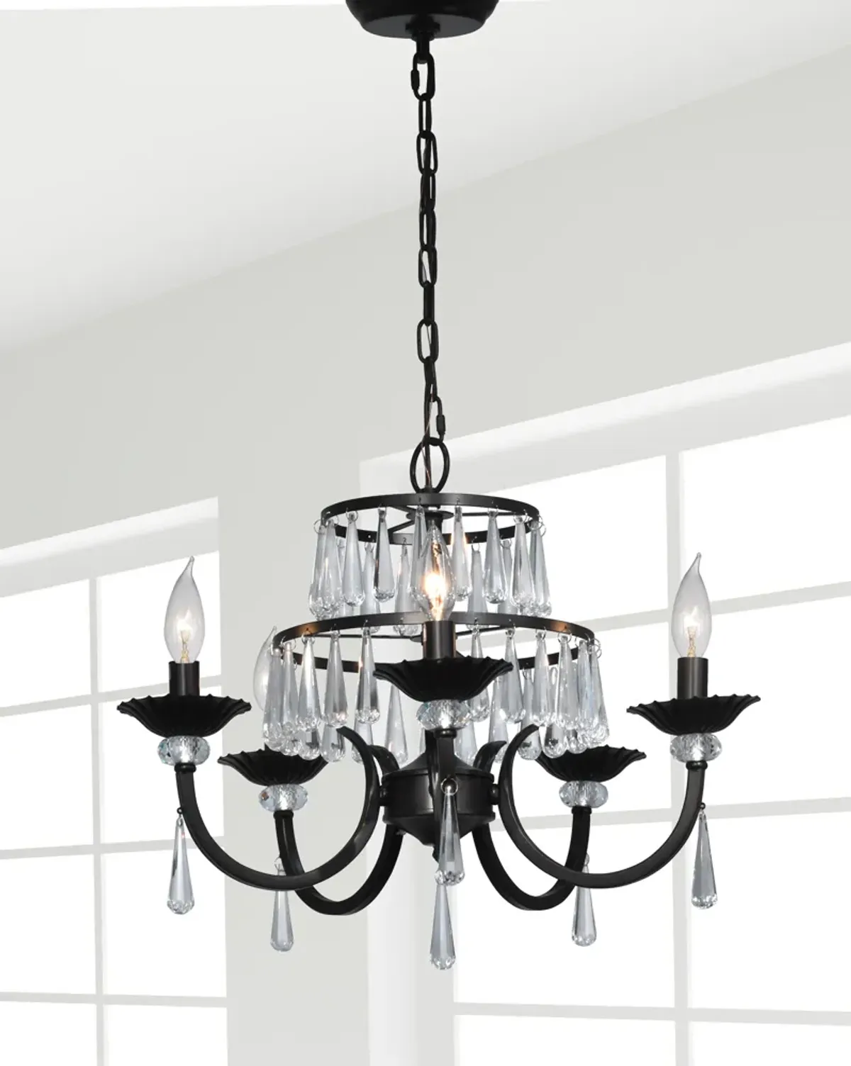 21.75" Dark Bronze Finish Teardrop Themed Chandelier