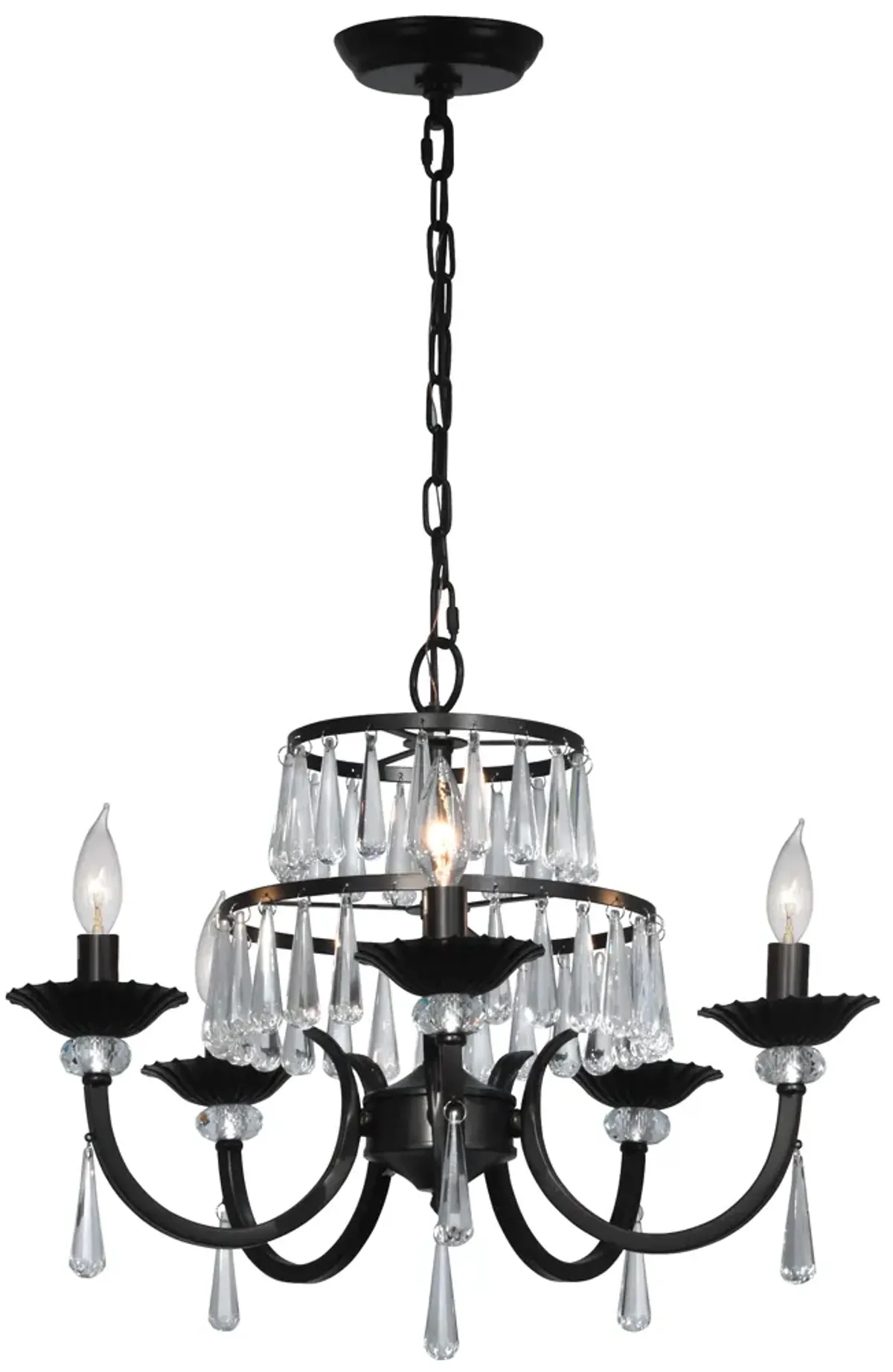 21.75" Dark Bronze Finish Teardrop Themed Chandelier